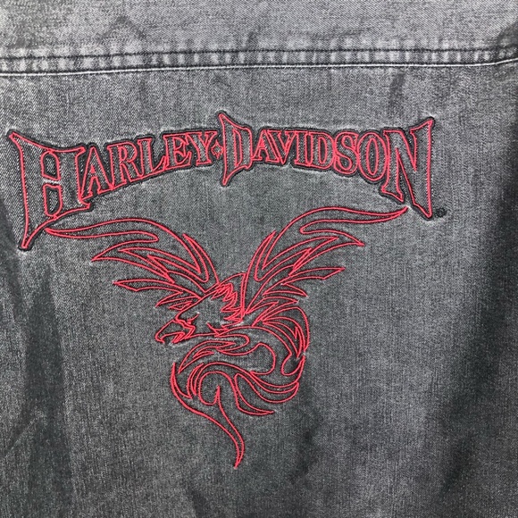 HARLEY-DAVIDSON embroidered button up top U26 - Picture 8 of 8